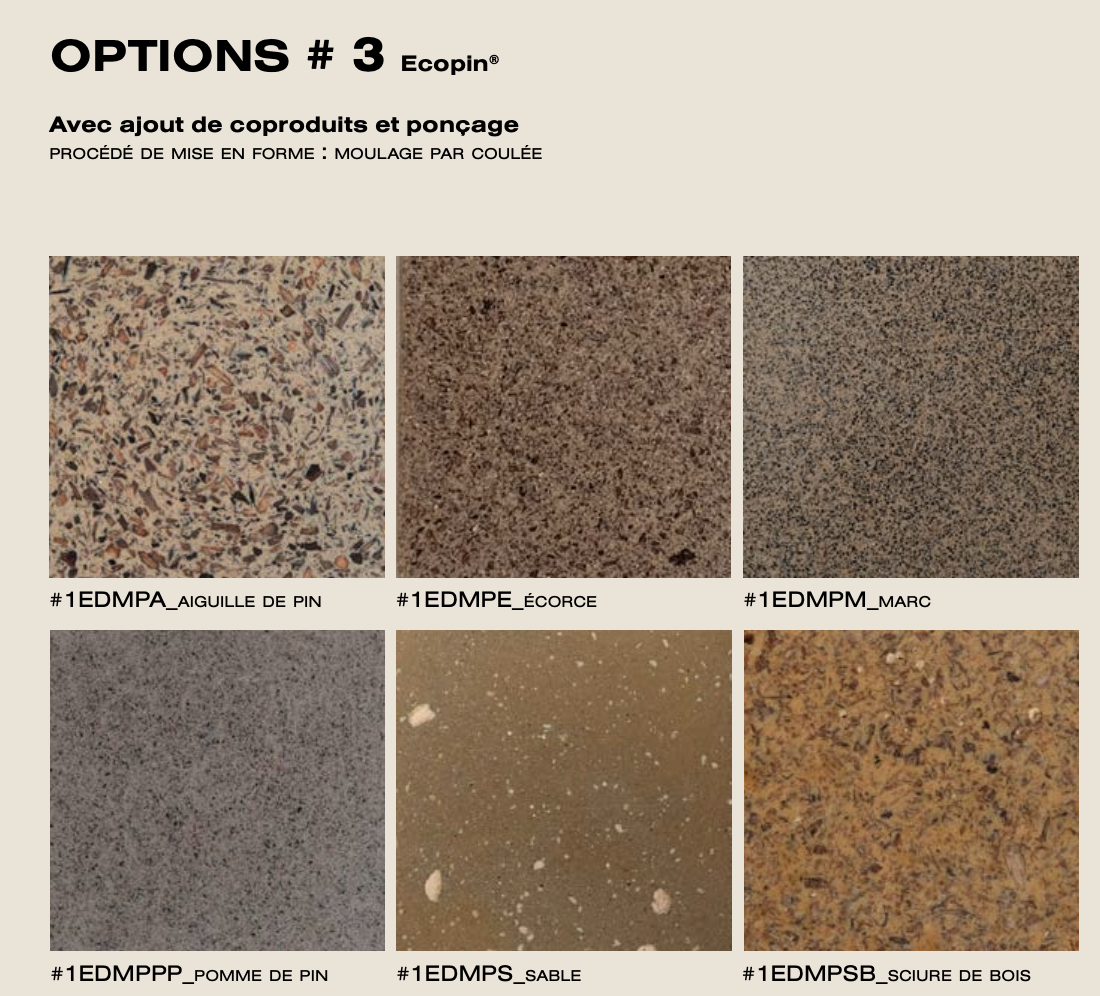 Couleurs coproduits et ponçage (Opt°3)